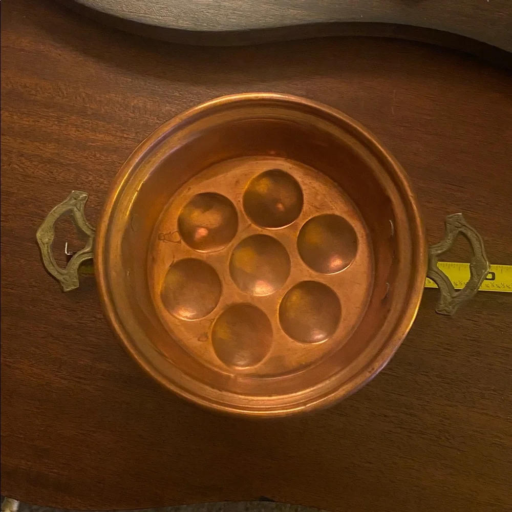 Antique Copper Brass handles Egg Poacher or escargot pan. Early 1900’s, French